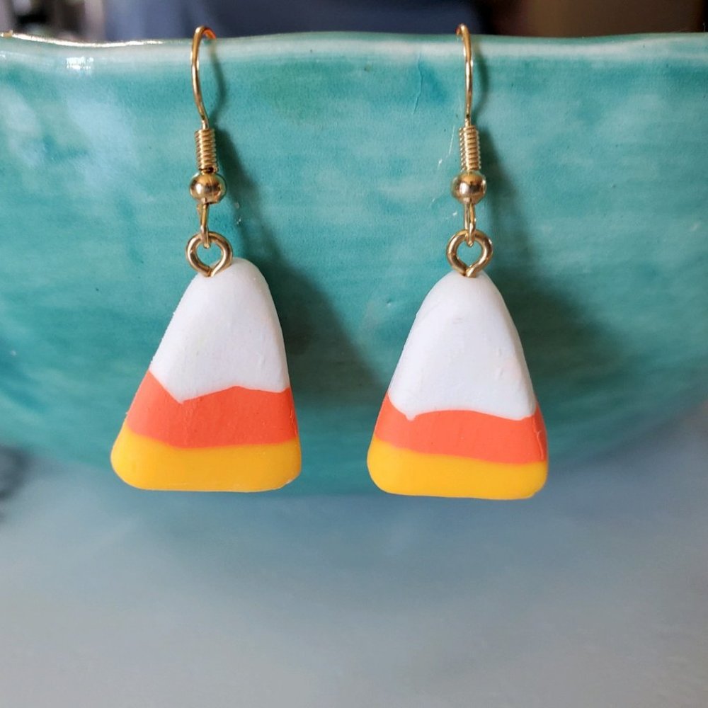 Candy Corn Polymer Clay Earrings